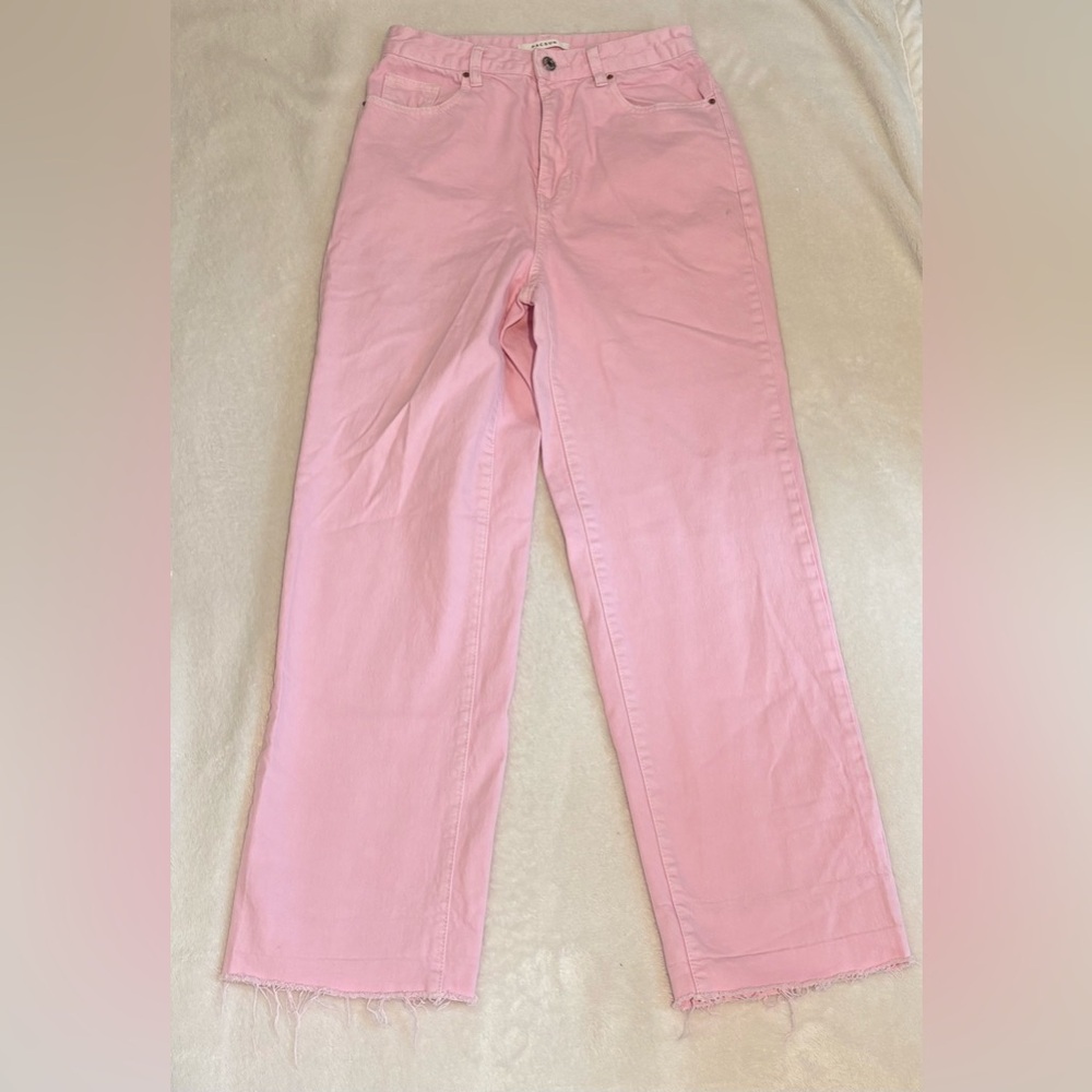 Pacsun Women’s Pink ‘90s Boyfriend Jeans High Rise Baggy Leg Raw Hem Size 26